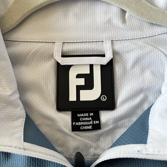 FootJoy WindShirt Jacket Mens Sz Large Blue  White Long Sleeve Half Zip Pullover - Picture 3 of 10